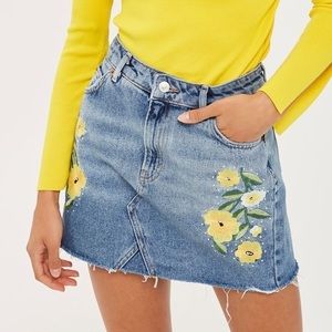 Topshop floral denim mini skirt